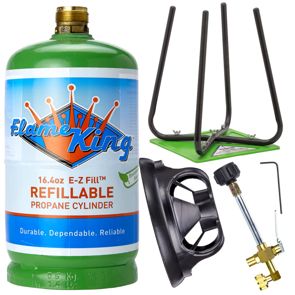 Flame King Refillable 1 Lb Empty Propane Cylinder Tank Reusable Legal Refill 