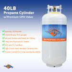 Flame King 40LB Empty Steel Propane Tank LP Cylinder with Type 1 OPD Valve, for Grills and BBQs