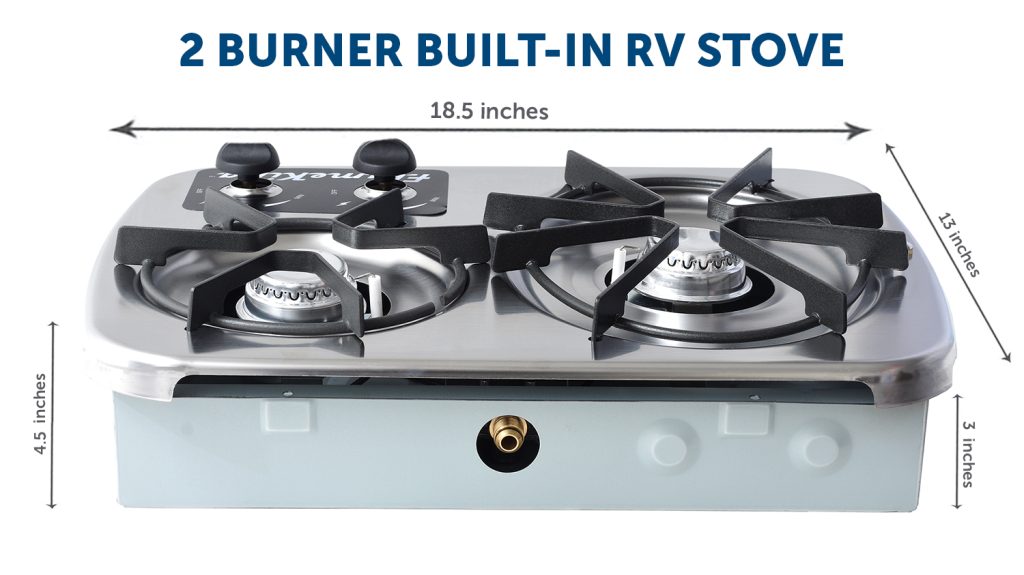 2 Burner Built-In RV Stove with wind shield & ignition, CSA