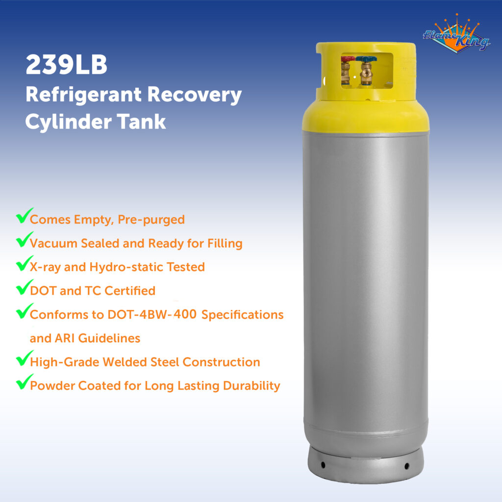 239lb Refrigerant Cylinder, 400 PSI Model #: YSNR239 - Flame King