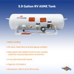 Flame King 5.9 Gallon ASME Horizontal Steel Propane Tank with Remote Fill and Bleeder Fittings