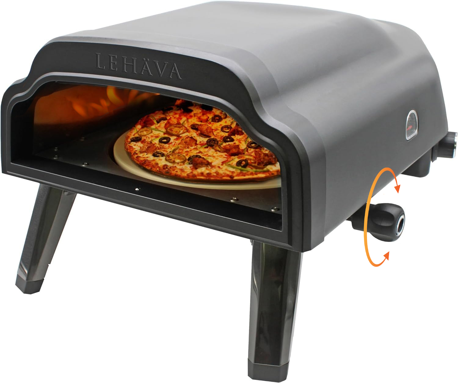 LEHAVA 14-inch, 360 Degree Rotating Propane Pizza Oven Model